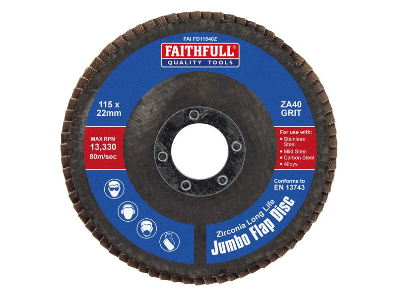 Faithfull FAIFD115120Z Zirconia Abrasive Jumbo Flap Discs