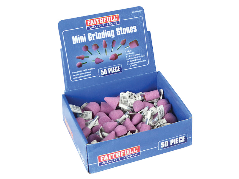Faithfull FAIGWAM50 Mini Grinding Wheel Assortment, 50 Piece