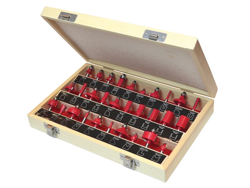 Faithfull FAIRBS30 1/4in TCT Router Bit Set, 30 Piece