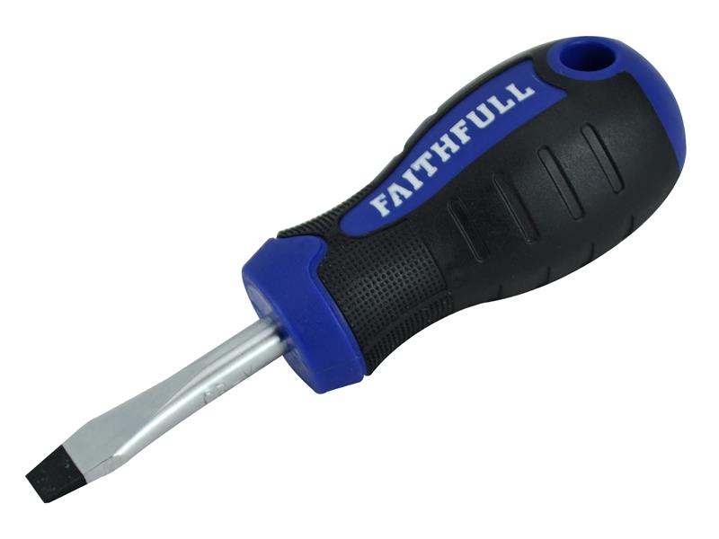 Faithfull FAISDFS Soft Grip Stubby Screwdriver Flared Slotted Tip 6.5 x 38mm