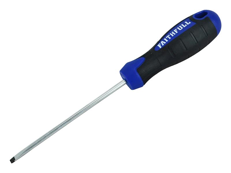 Faithfull FAISDP100 Soft Grip Screwdriver, Parallel Slotted