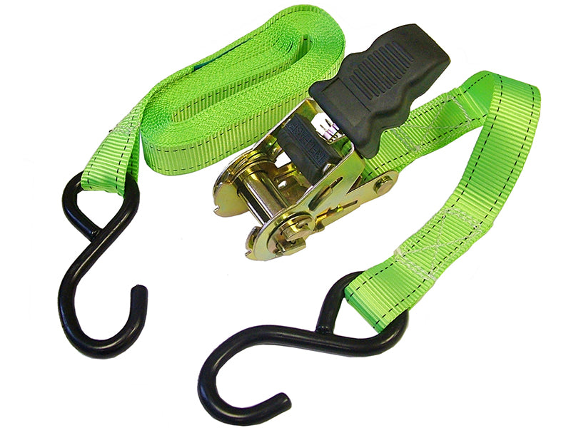 Faithfull FAITDRAT51SH Ratchet Tie-Downs S-Hook 5m x 25mm Breaking Strain 600kg/daN 2 Piece