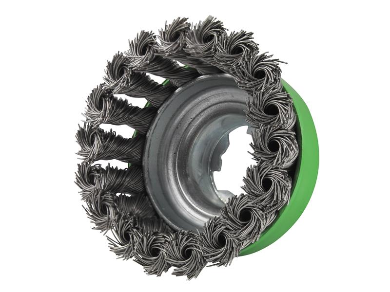 Faithfull FAIWBT75SSXL X-LOCK Wire Cup Brush Twist Knot 75mm M14x2, 0.50mm Stainless Steel Wire