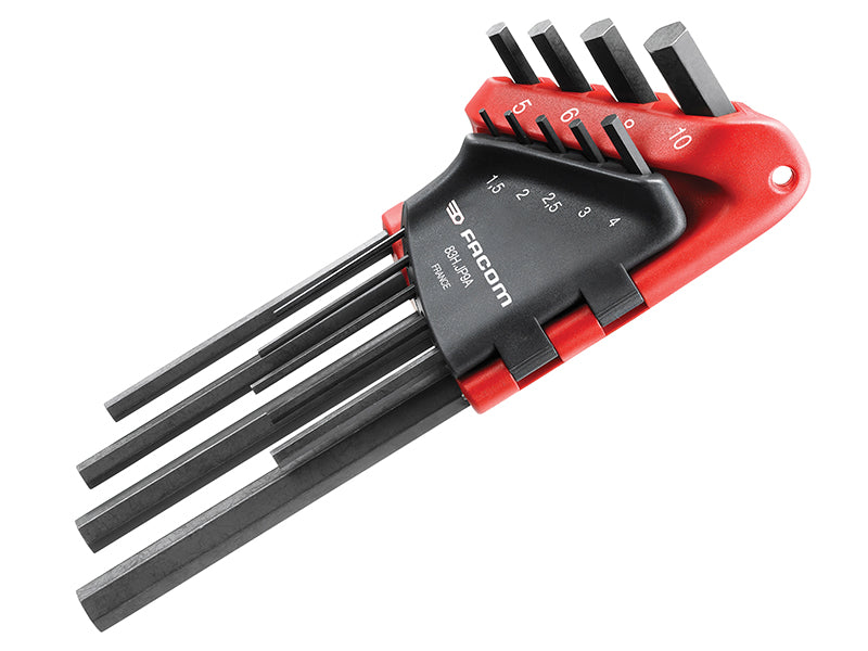 Facom FCM83HJP9A 83H.JP9A Metric Hexagon Key Long Arm Set, 9 Piece