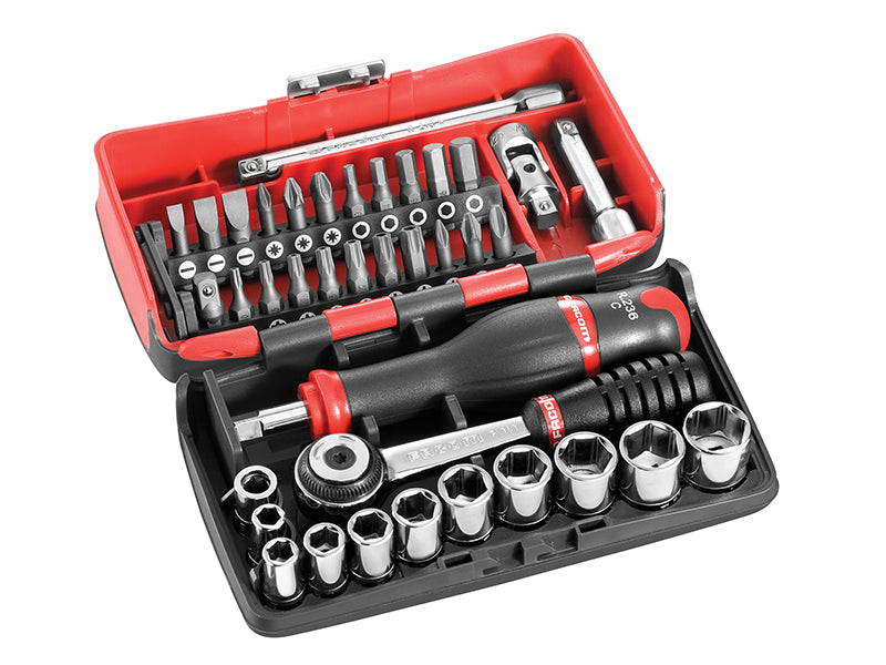 Facom FCMR2NANO 1/4in Drive R2NANO Socket Set, 38 Piece