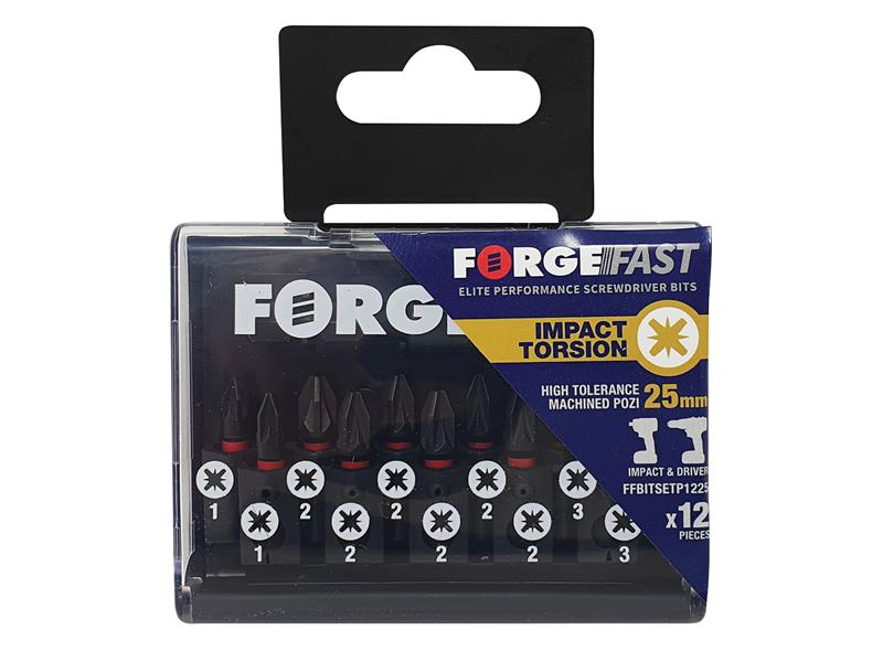 ForgeFix FORFFBSPZ12 ForgeFast Pozidriv Compatible Impact Bit Set, 12 Piece