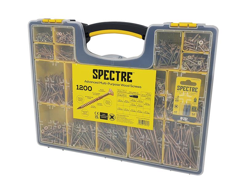 ForgeFix FOROPSP1200Y Spectre™ Wood Screw Site Organiser 1200 Piece