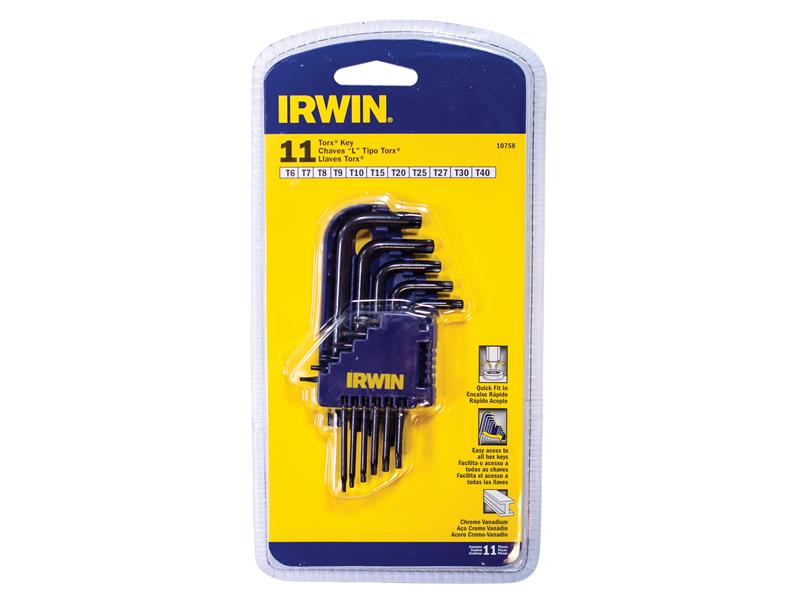 IRWIN® IRWT10758 T10758 Short Arm TORX Key Set, 11 Piece (TX6-TX40)