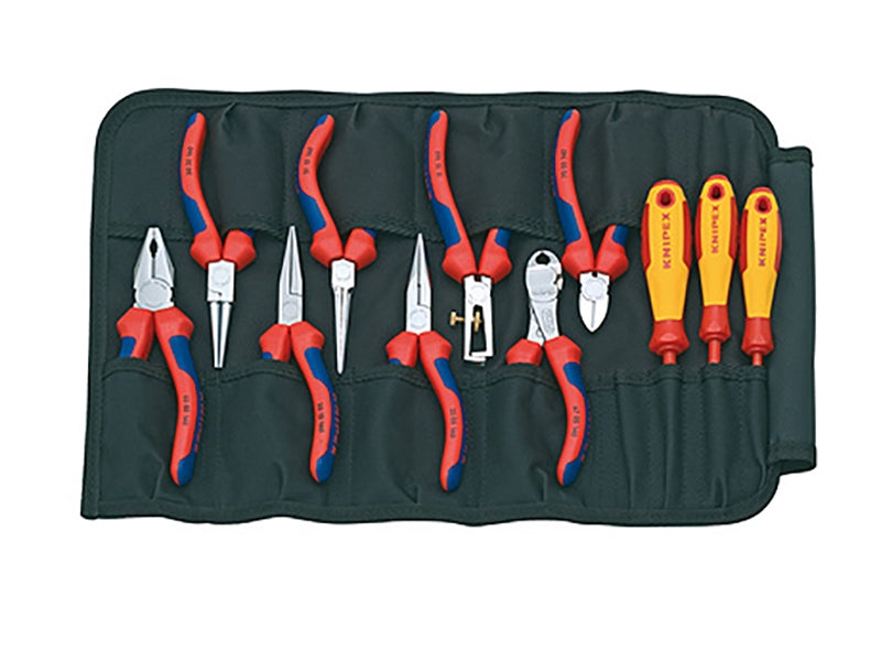 Knipex KPX001941 Pliers & Screwdriver Set in Tool Roll, 11 Piece