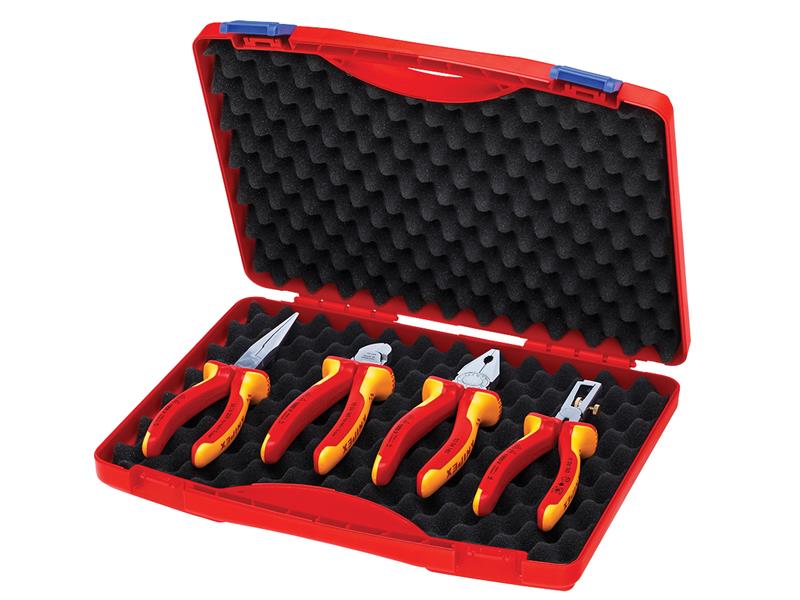 Knipex KPX002015 VDE Pliers Set in Case, 4 Piece