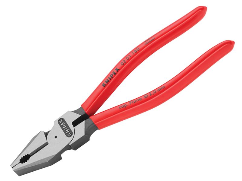 Knipex KPX0201180 02 01 Series High Leverage Combination Pliers, PVC Grip