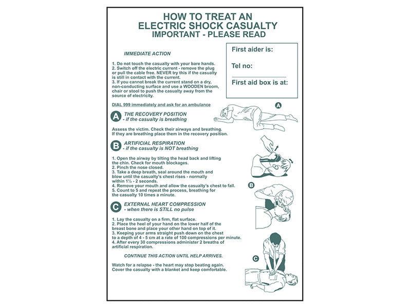 Scan SCA4240 How To Treat An Electric Shock Casualty - PVC Sign 400 x 600mm