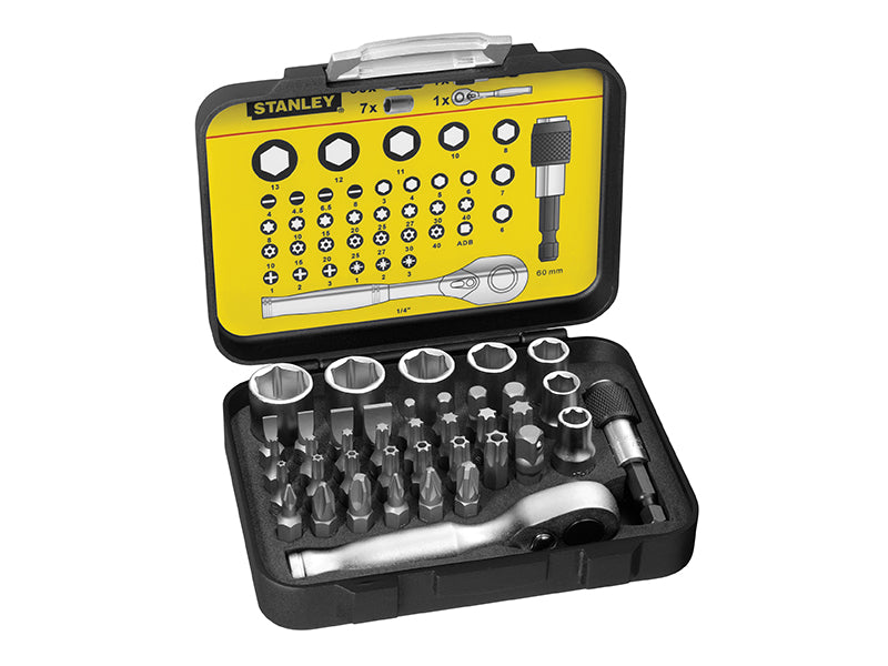 STANLEY® STA113906 1/4in Drive Ratchet, Bit & Socket Set, 39 Piece