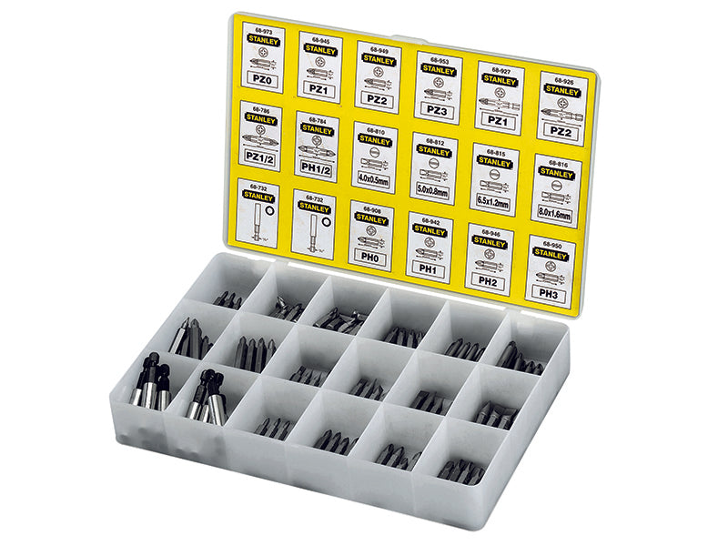 STANLEY® STA168741 Insert Bits & Magnetic Bit Holders Assorted Tray, 200 Piece