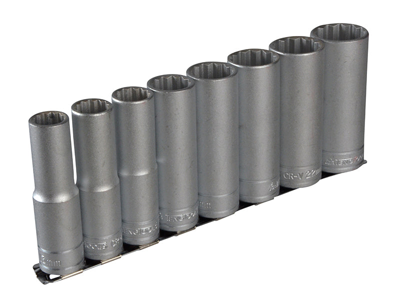 Teng TENM1207 1/2in Drive M1207 Socket Clip Rail Set, 8 Piece