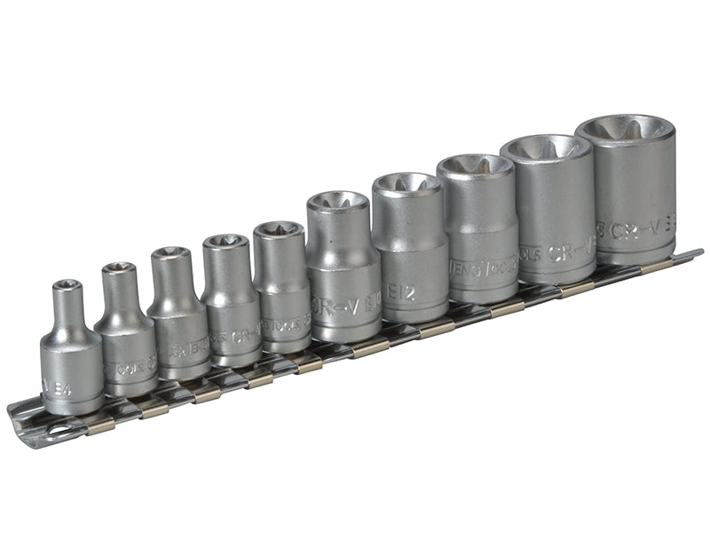 Teng TENM3814 M3814 Socket Clip Rail TX-E Set of 10 3/8in & 1/4in Drive