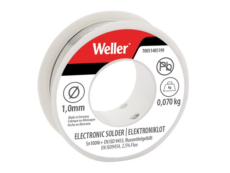 Weller WEL51405199 Electronic Lead-Free Solder Sn100Ni100+, 1mm 70g