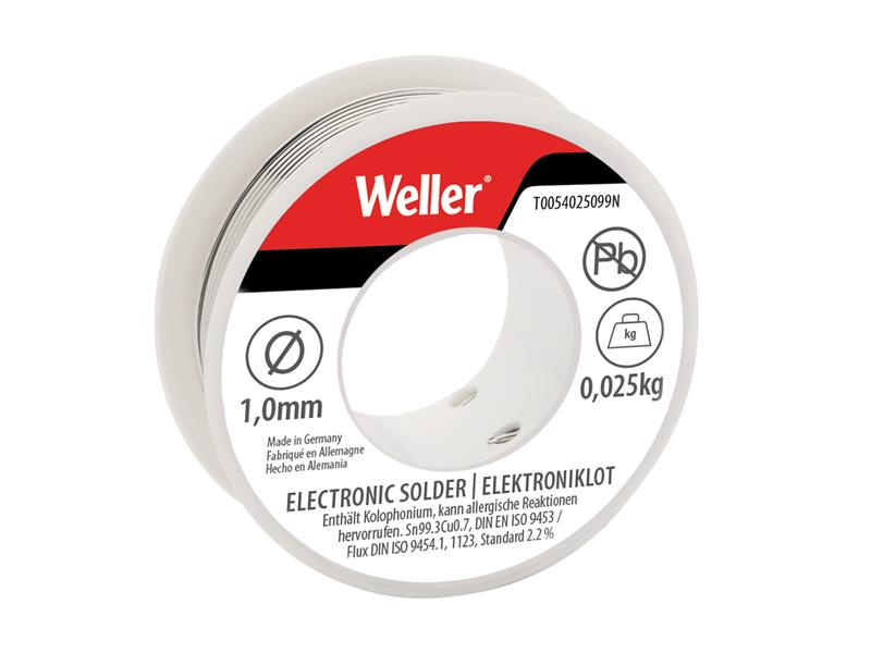 Weller WEL54025099N Electronic Lead-Free Solder Sn99 Cu3, 1mm 25g